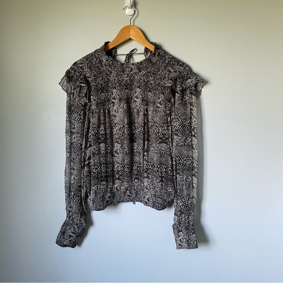 Free People Roma Blouse Snakeskin Print Size Large - Picture 10 of 11
